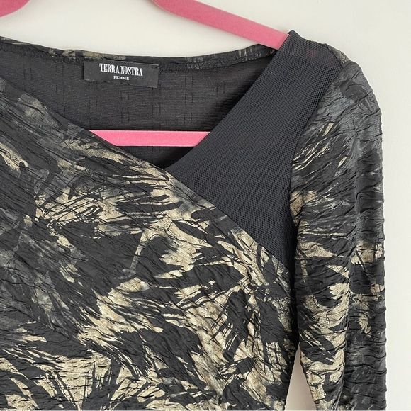 Vintage Y2K printed stretch top with mesh ‎ panel small - Picture 3 of 8